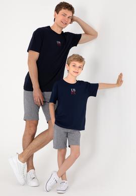 Erkek Comfort Fit Bisiklet Yaka Lacivert Tişört - 50306450019