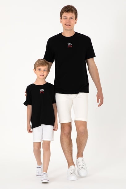 Erkek Comfort Fit Bisiklet Yaka Siyah Tişört