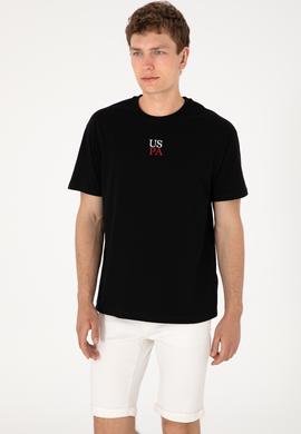 Erkek Comfort Fit Bisiklet Yaka Siyah Tişört - 50306450038