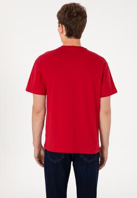 Erkek Comfort Fit Bisiklet Yaka Kırmızı Tişört - 50306450009