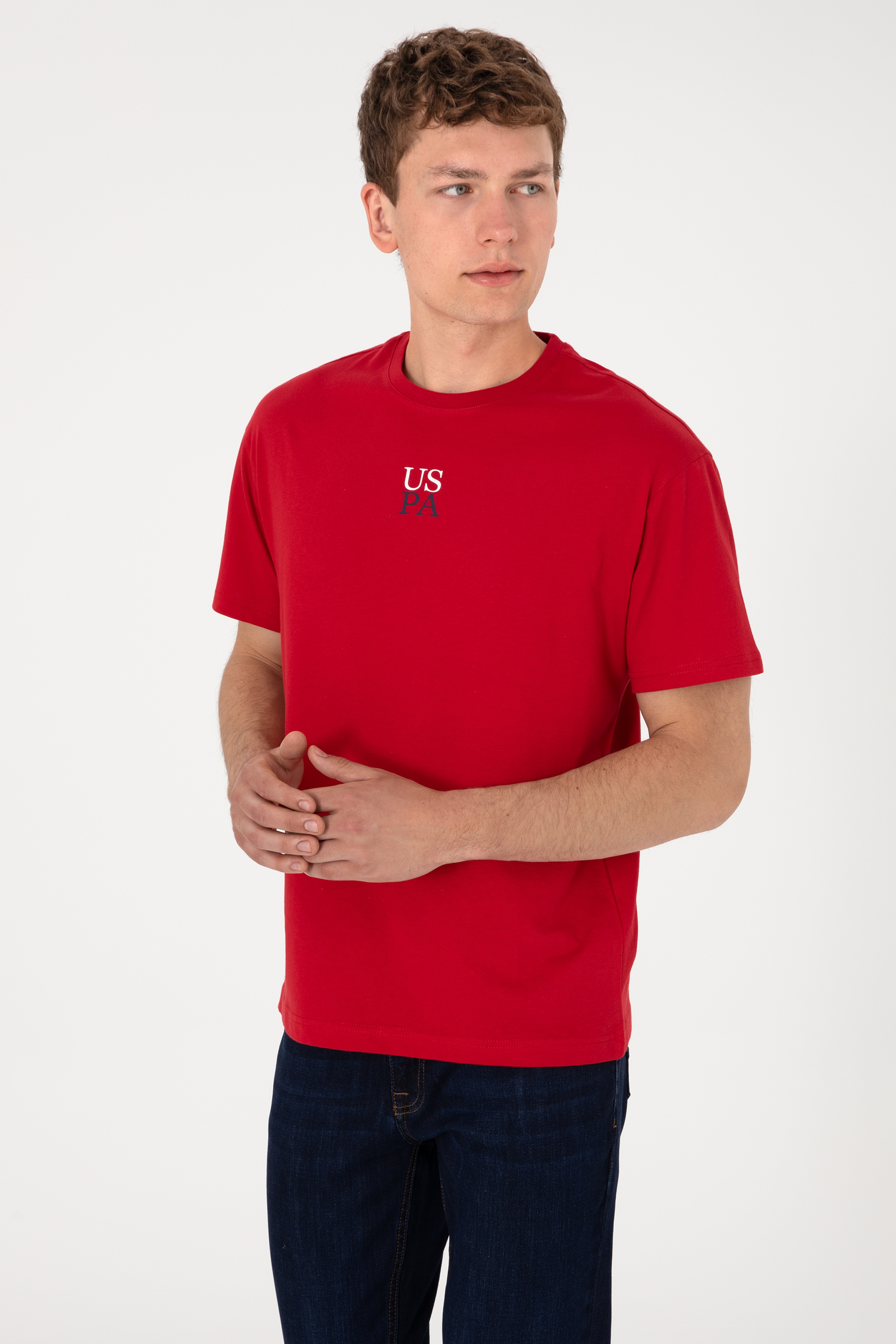 Erkek Comfort Fit Bisiklet Yaka Kırmızı Tişört - Image 5