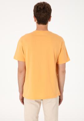Erkek Comfort Fit Bisiklet Yaka Turuncu Tişört - 50306450060