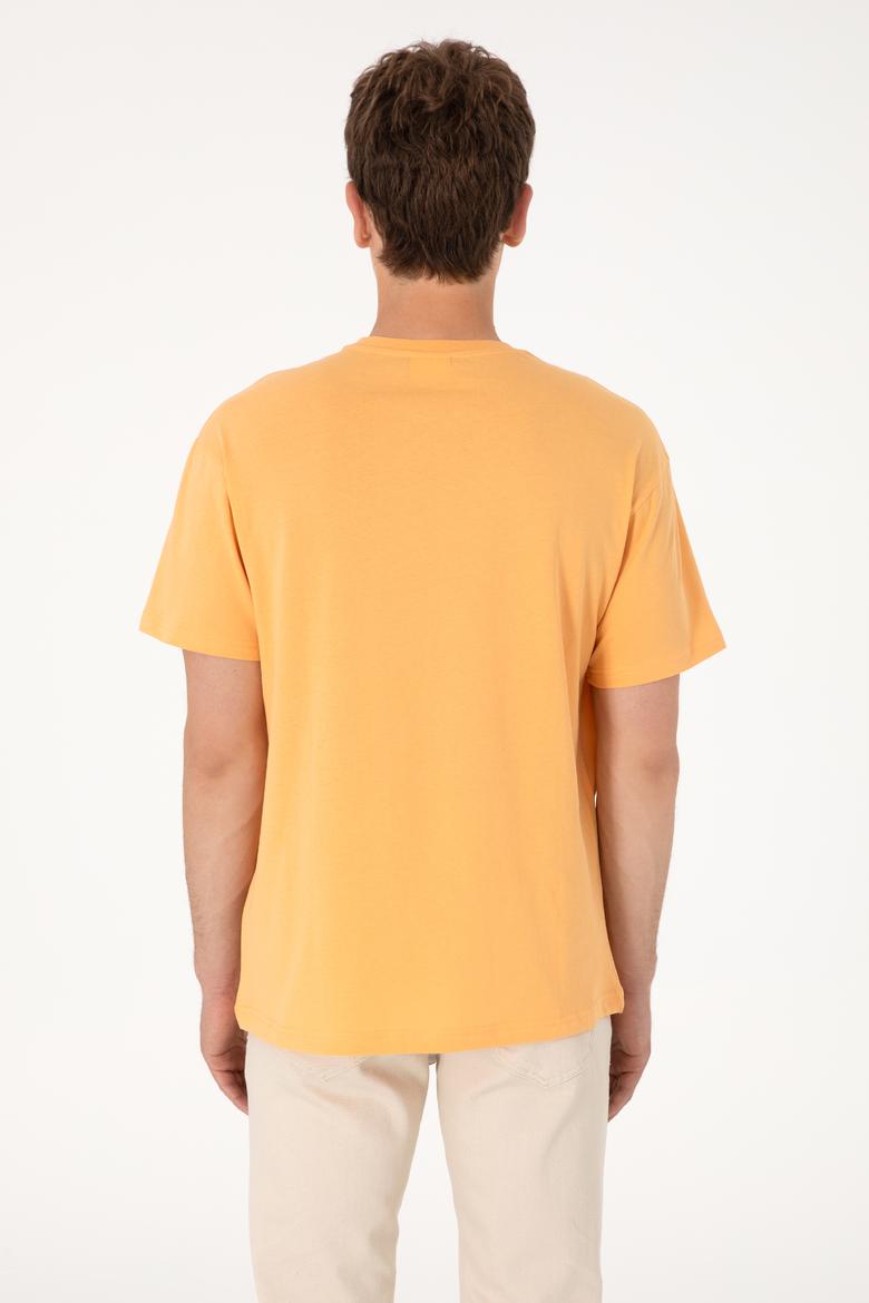 Erkek Comfort Fit Bisiklet Yaka Turuncu Tişört - 50306450060
