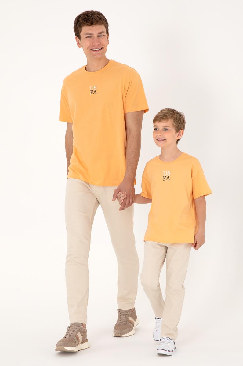 Erkek Comfort Fit Bisiklet Yaka Turuncu Tişört