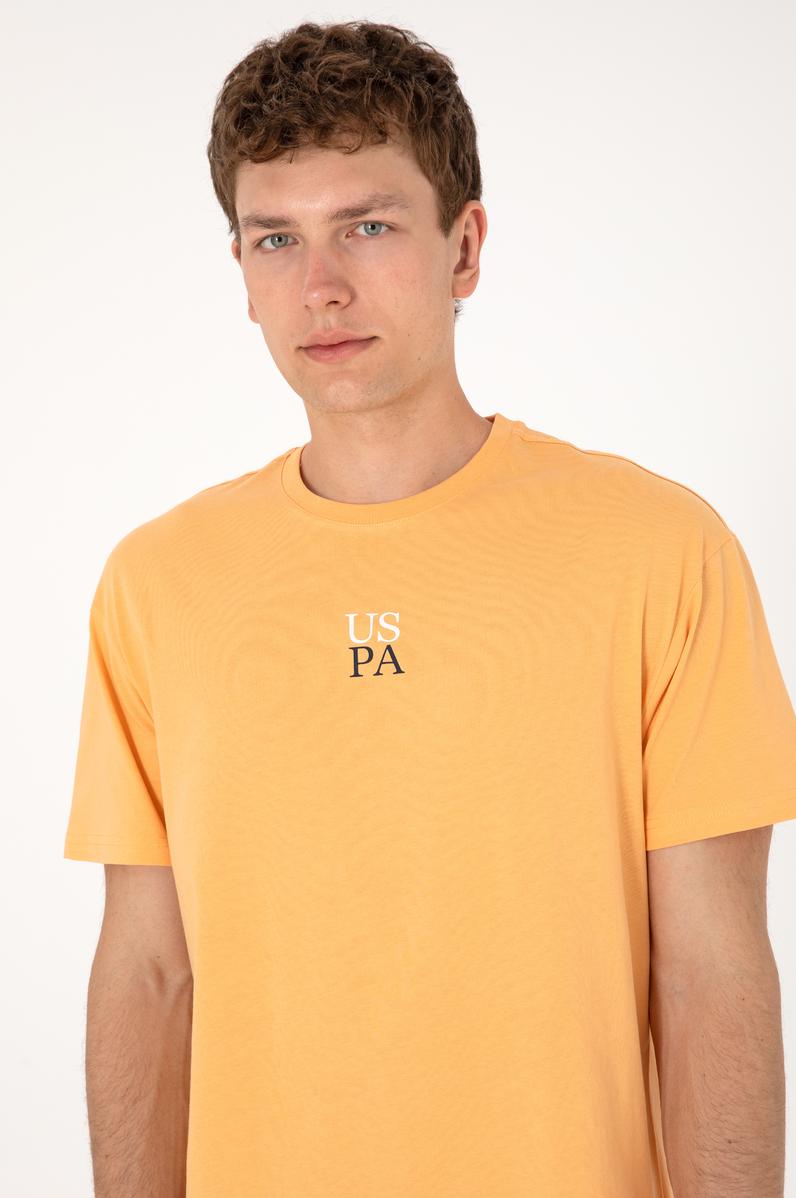 Erkek Comfort Fit Bisiklet Yaka Turuncu Tişört