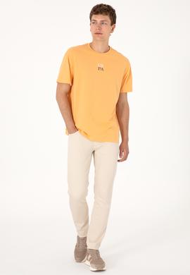 Erkek Comfort Fit Bisiklet Yaka Turuncu Tişört - 50306450060