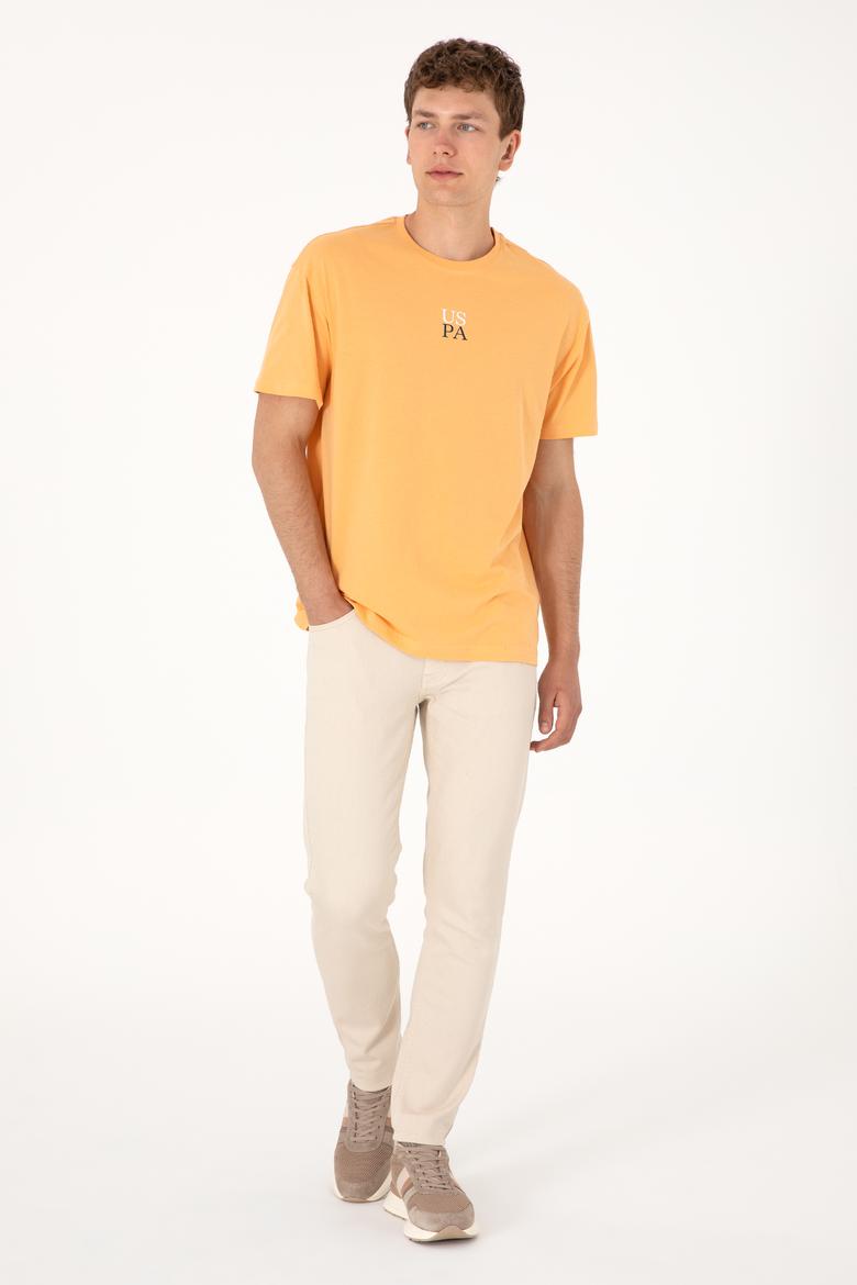 Erkek Comfort Fit Bisiklet Yaka Turuncu Tişört - 50306450060