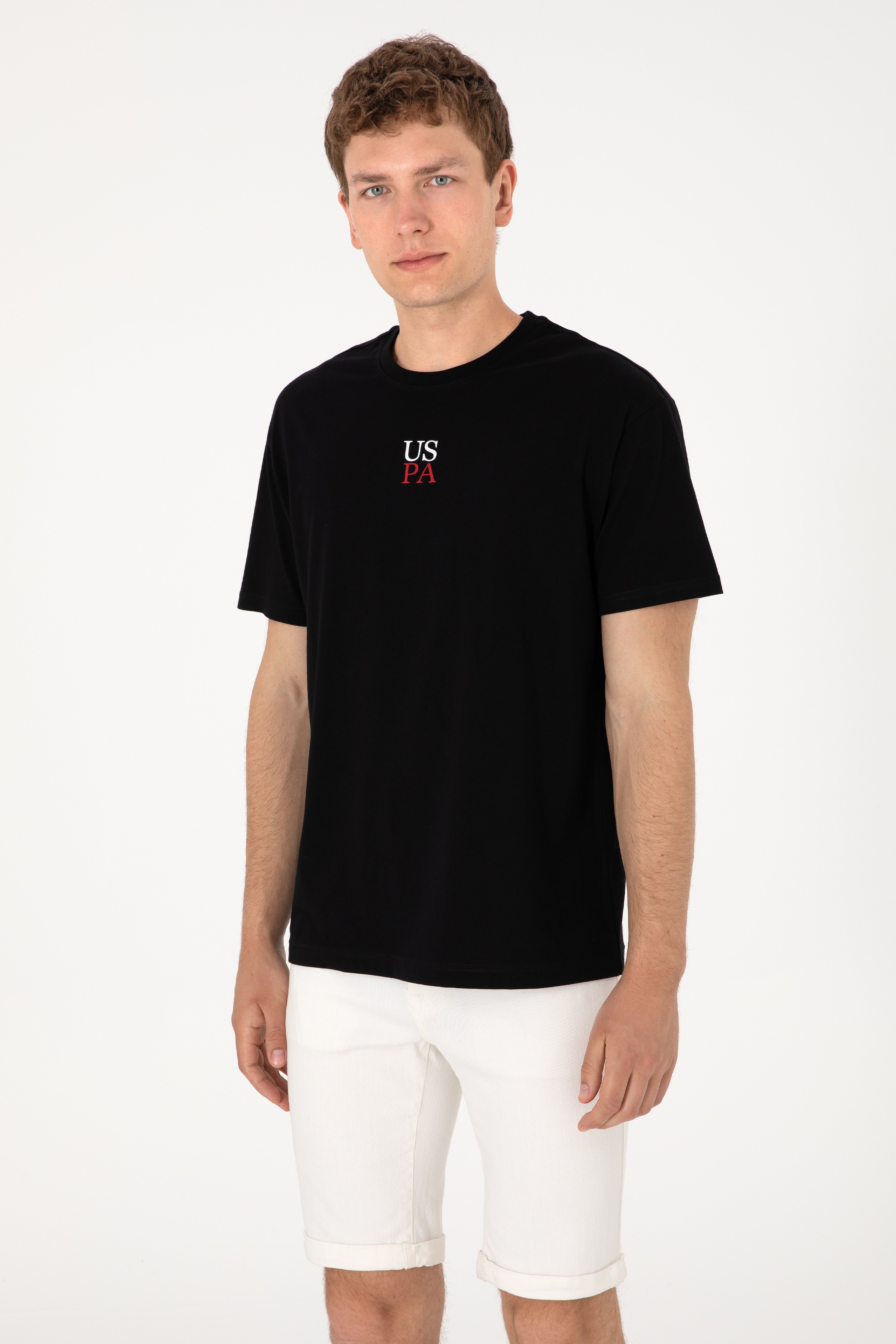 Erkek Comfort Fit Bisiklet Yaka Siyah Tişört