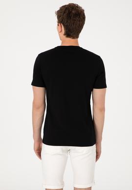 Erkek Comfort Fit Bisiklet Yaka Siyah Tişört - 50306450038