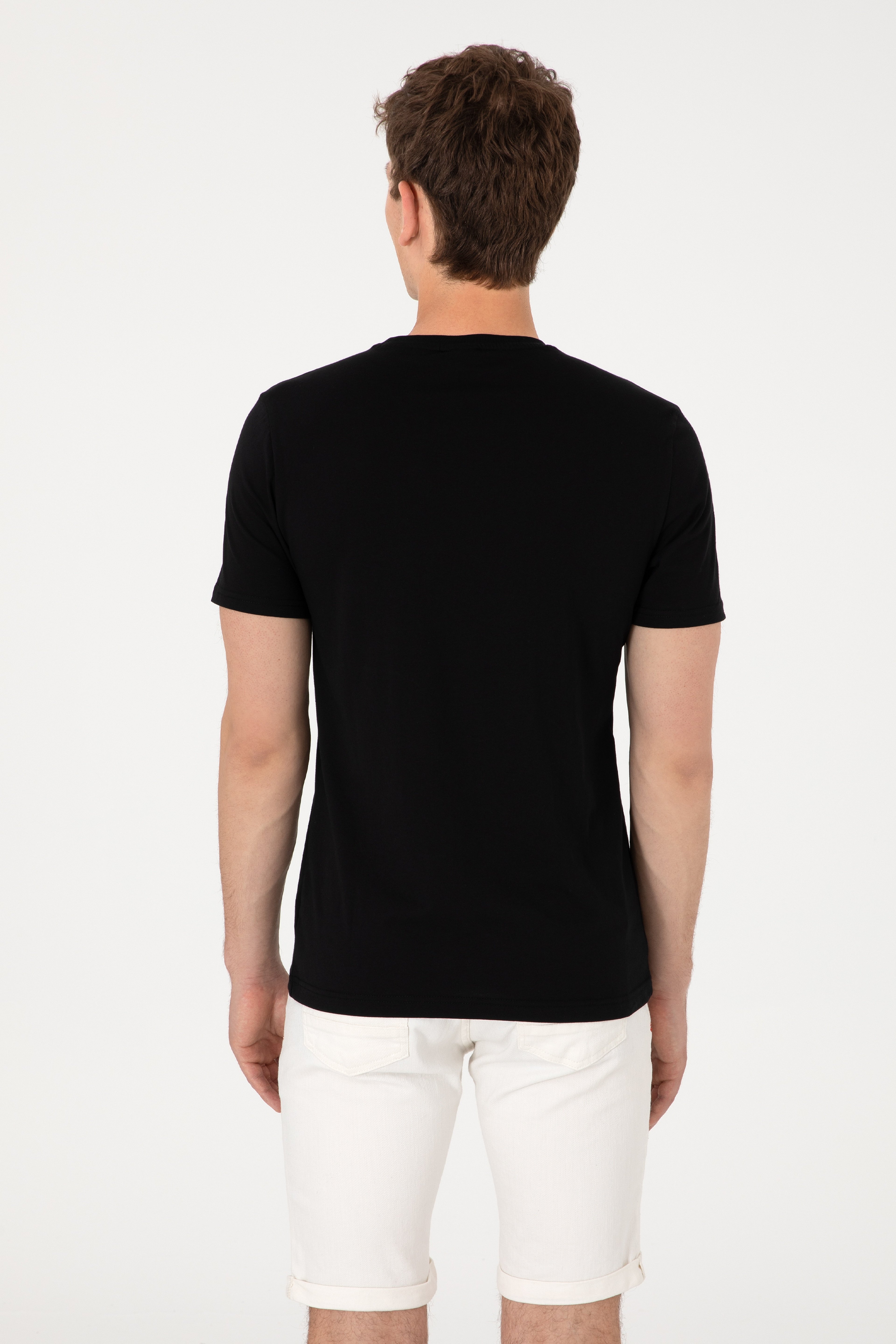 Erkek Comfort Fit Bisiklet Yaka Siyah Tişört - Image 7