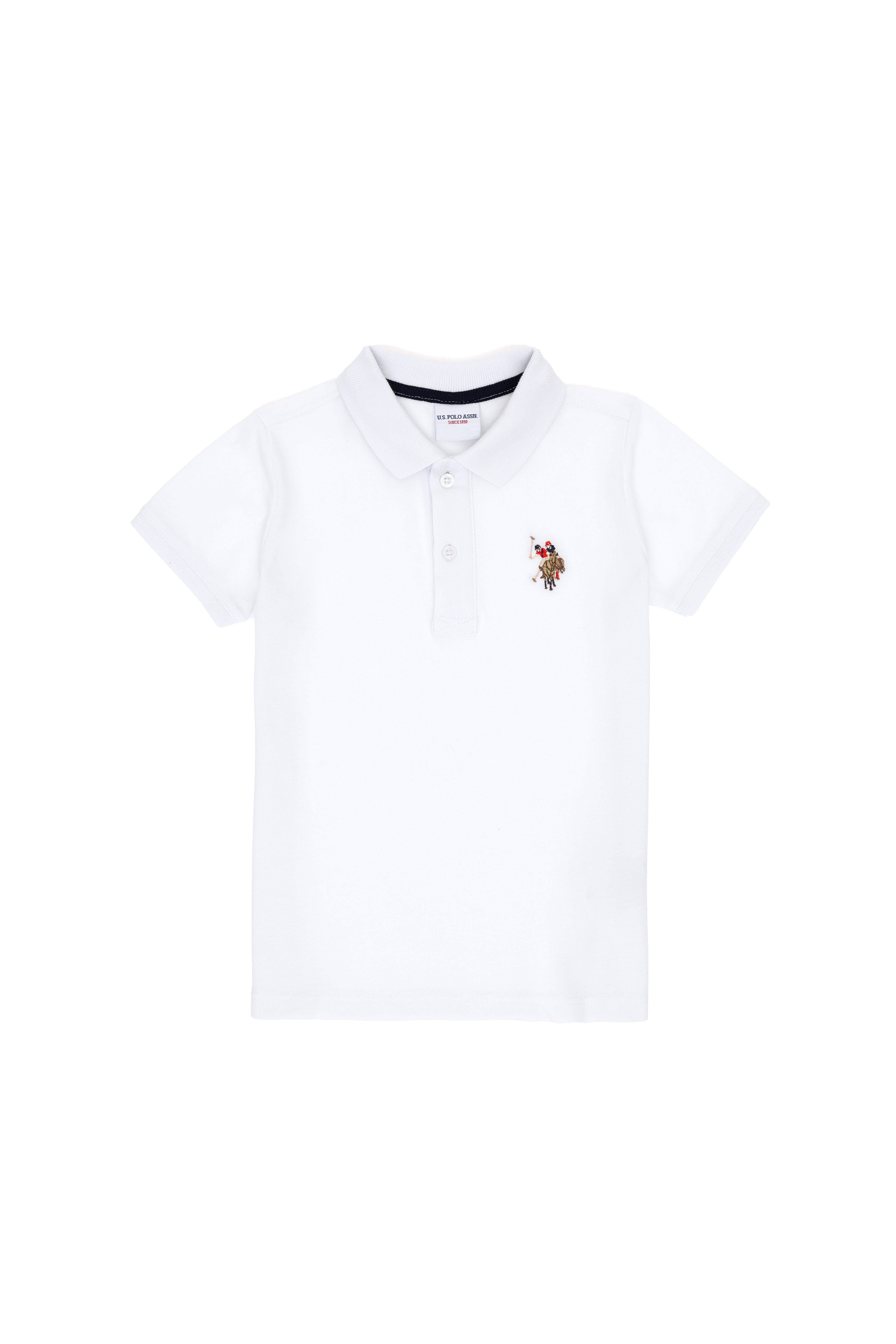 Erkek Çocuk Beyaz Basic Polo Yaka Tişört - Image 5