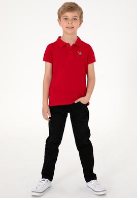 Erkek Çocuk Kırmızı Basic Polo Yaka Tişört - 50306484066