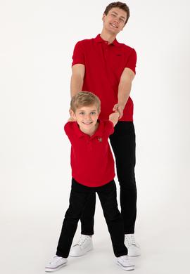 Erkek Çocuk Kırmızı Basic Polo Yaka Tişört - 50306484066