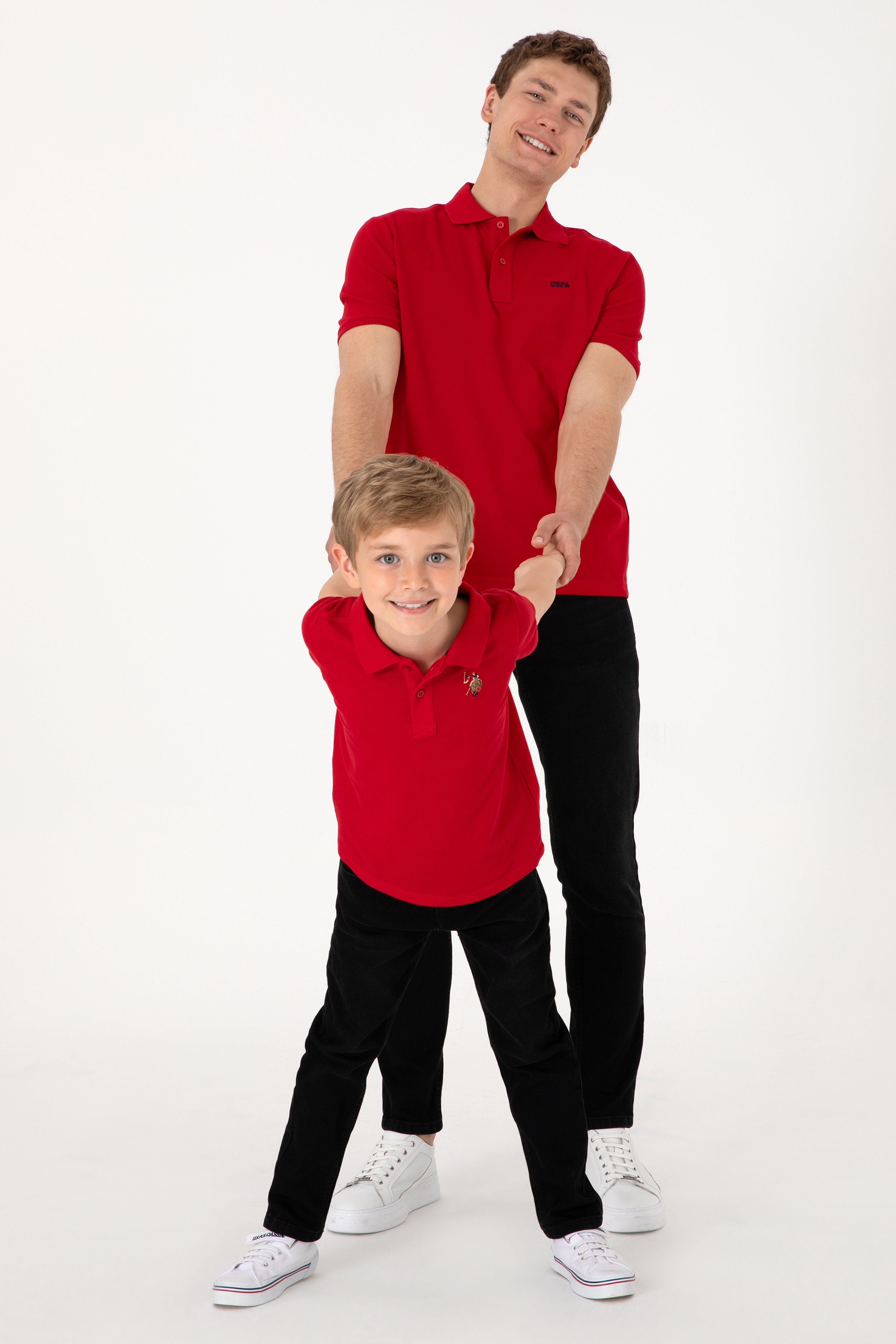 Erkek Çocuk Kırmızı Basic Polo Yaka Tişört - Image 3
