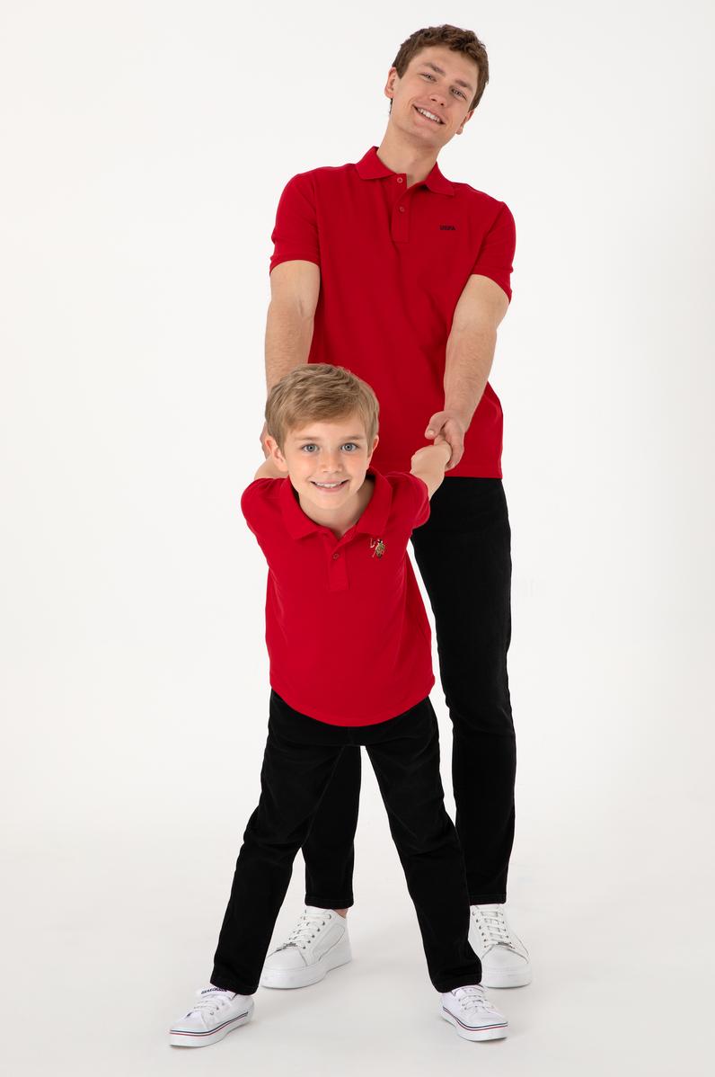 Erkek Çocuk Kırmızı Basic Polo Yaka Tişört