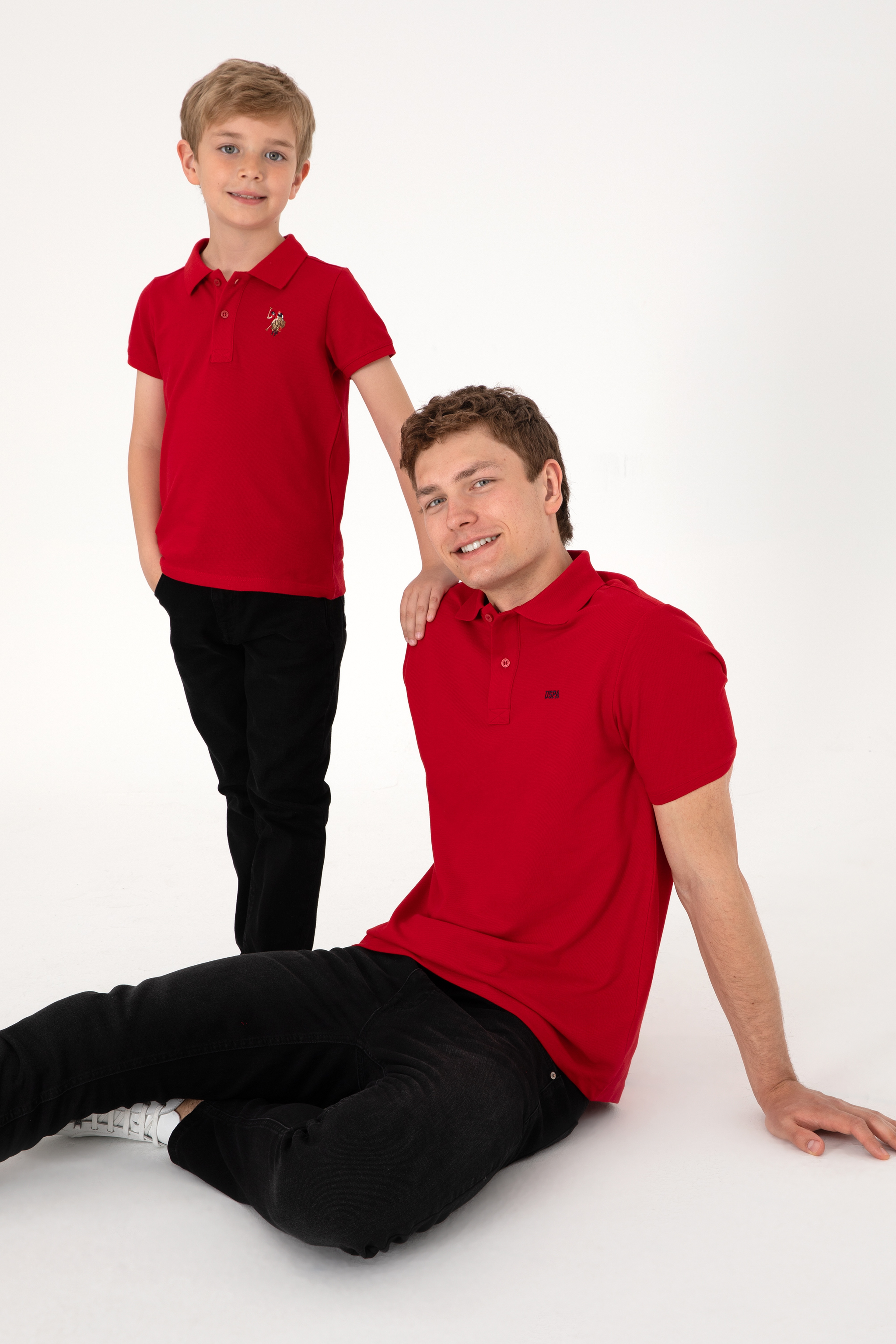 Erkek Çocuk Kırmızı Basic Polo Yaka Tişört - Image 2