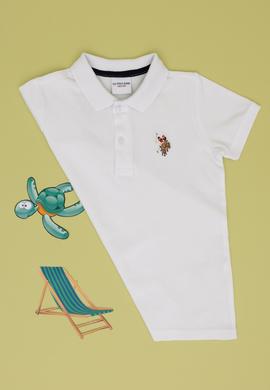 Erkek Çocuk Beyaz Basic Polo Yaka Tişört - 50306484011