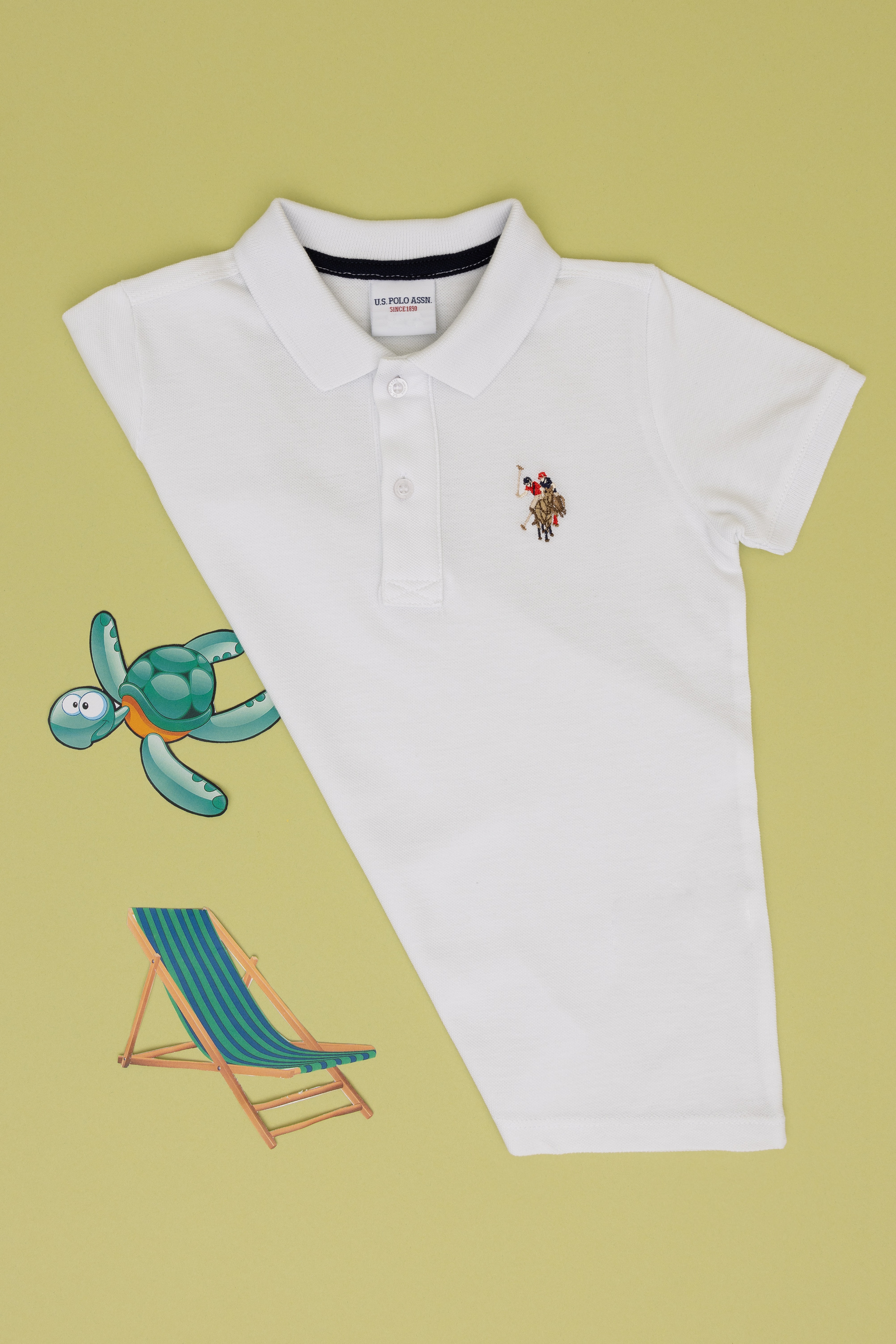 Erkek Çocuk Beyaz Basic Polo Yaka Tişört - Image 4