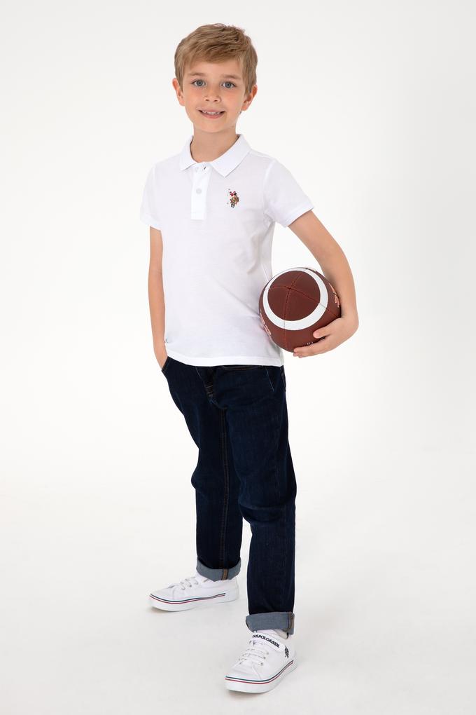 Erkek Çocuk Beyaz Basic Polo Yaka Tişört