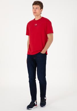 Erkek Comfort Fit Bisiklet Yaka Kırmızı Tişört - 50306450009