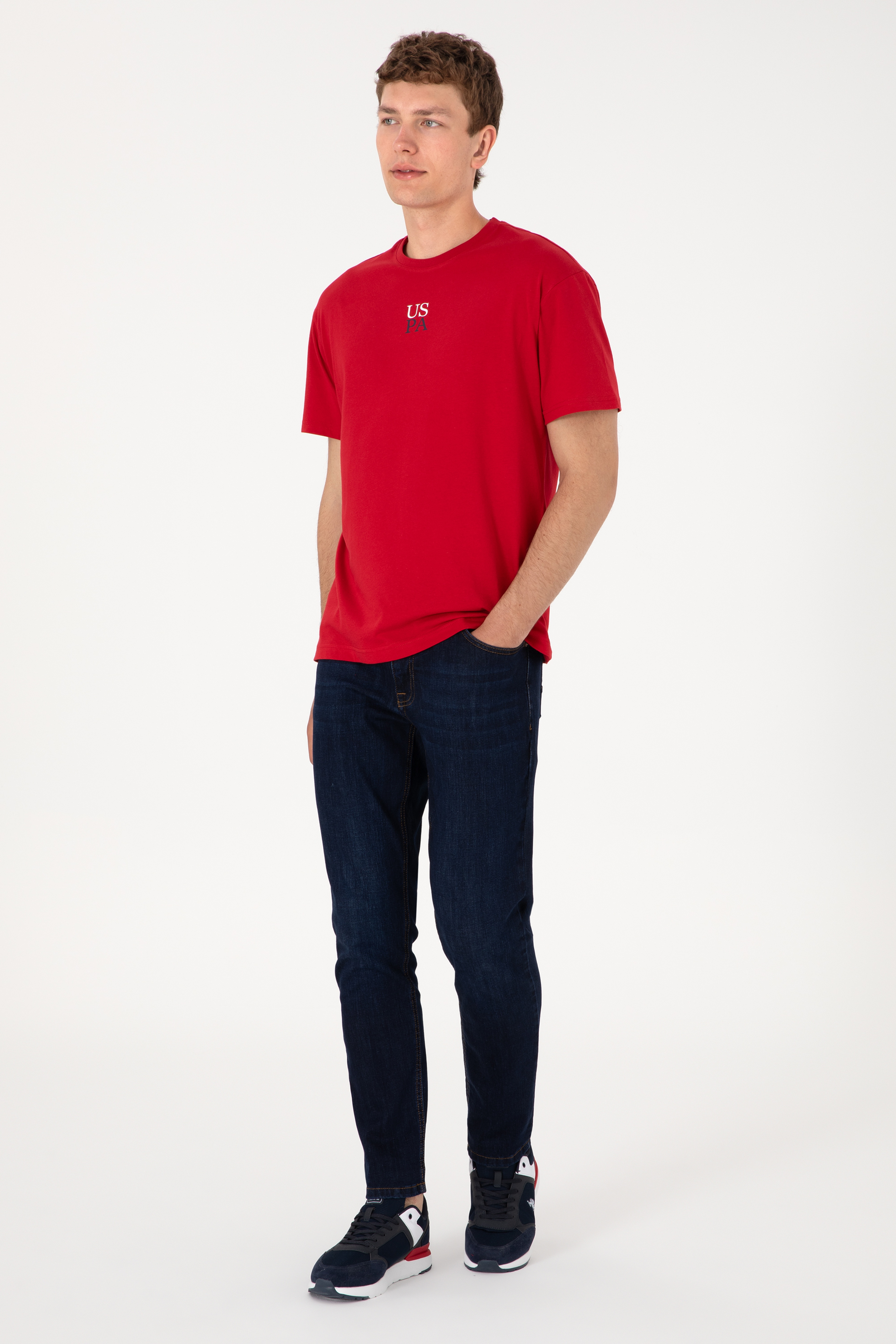 Erkek Comfort Fit Bisiklet Yaka Kırmızı Tişört