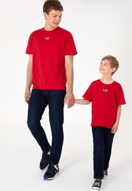 Erkek Comfort Fit Bisiklet Yaka Kırmızı Tişört - 50306450009