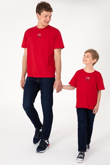 Erkek Comfort Fit Bisiklet Yaka Kırmızı Tişört