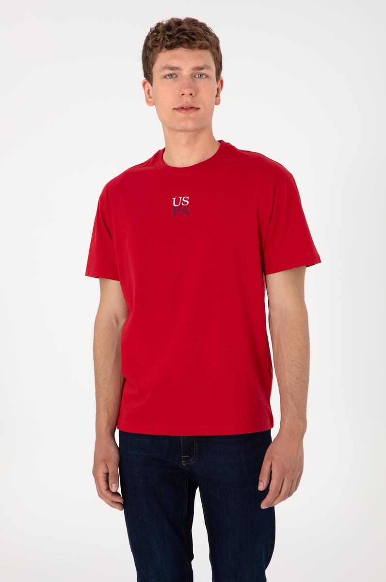 Erkek Comfort Fit Bisiklet Yaka Kırmızı Tişört