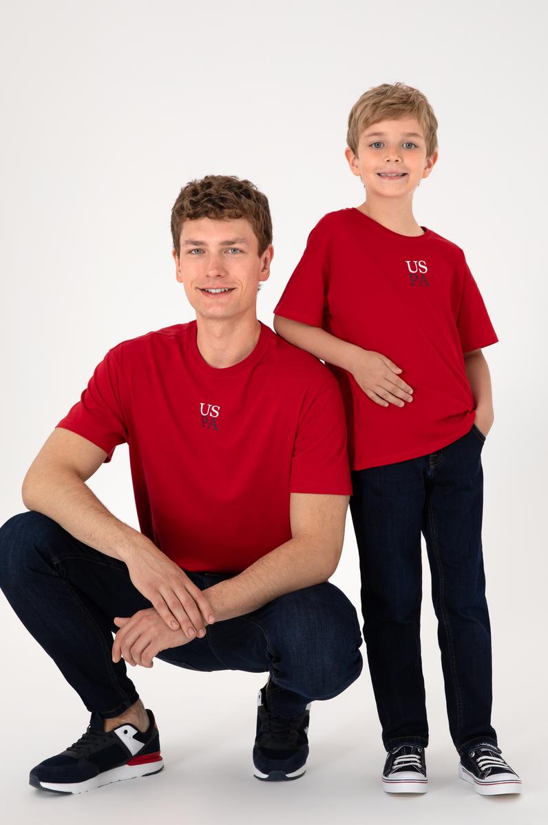 Erkek Comfort Fit Bisiklet Yaka Kırmızı Tişört