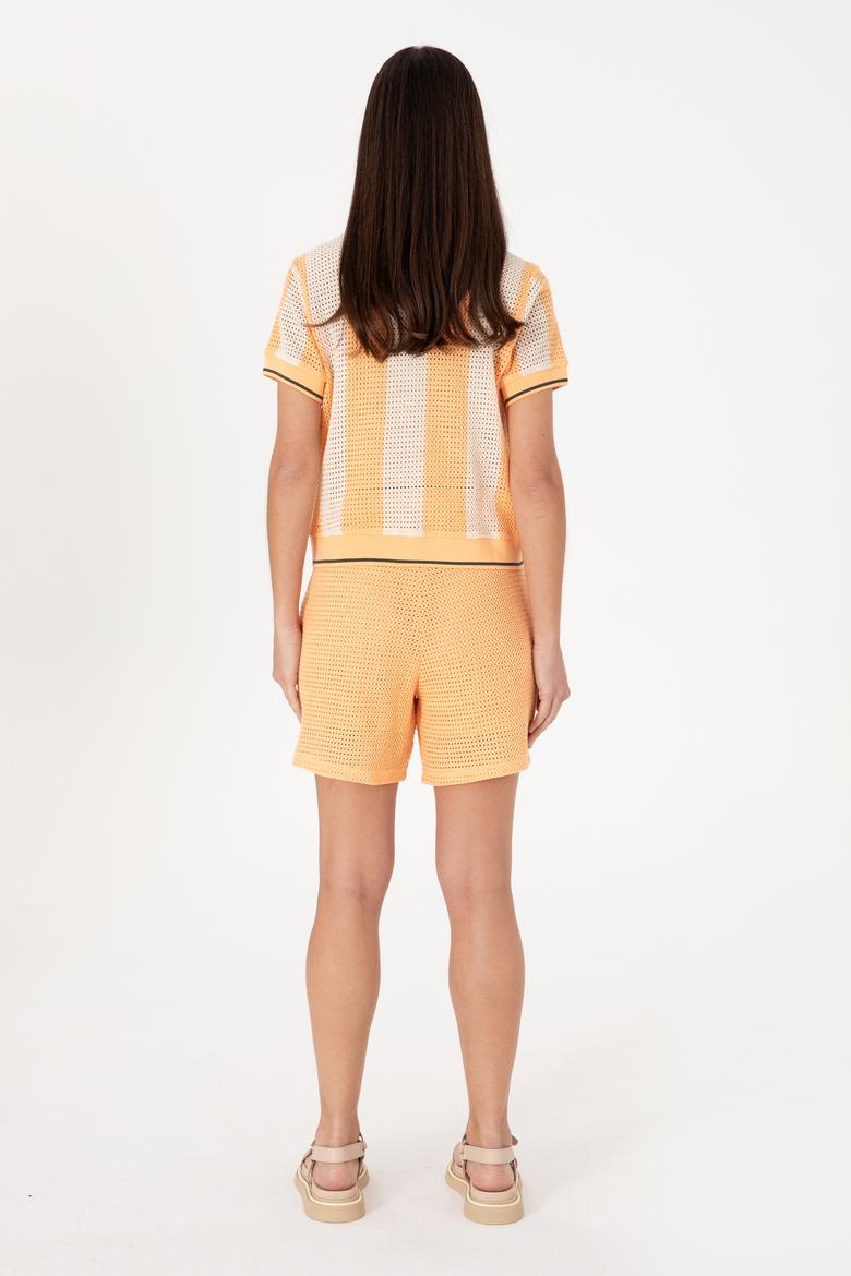 Kadın Turuncu Örme Şort - 50299894027