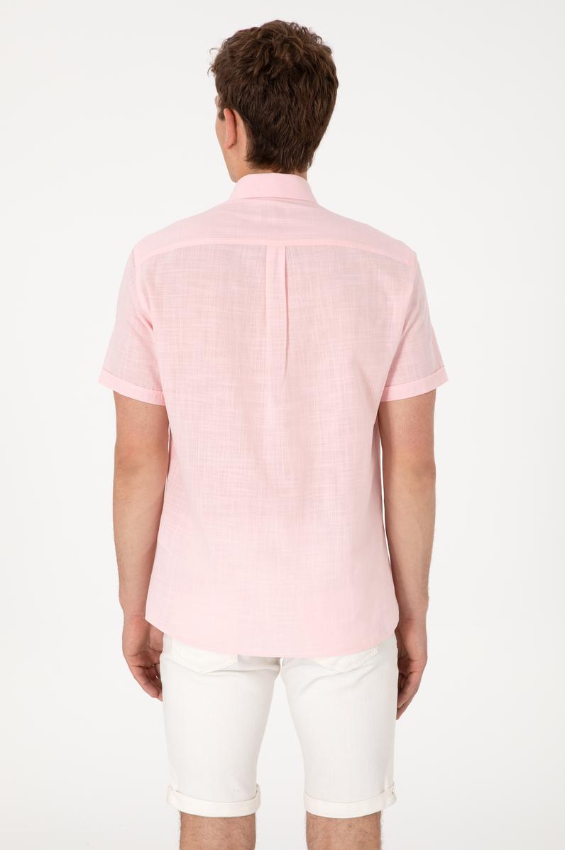 Erkek Açık Pembe Kısa Kollu Gömlek