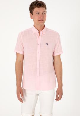 Erkek Açık Pembe Kısa Kollu Gömlek - 50306324034