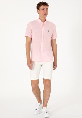 Erkek Açık Pembe Kısa Kollu Gömlek - 50306324034