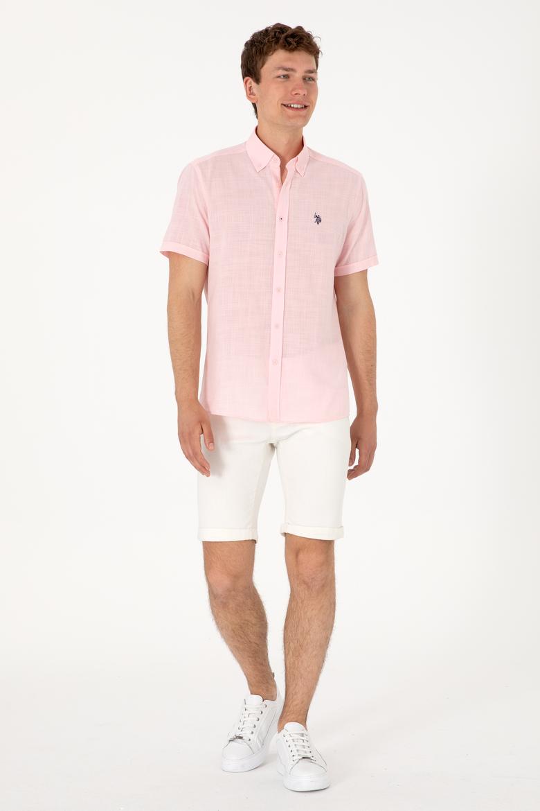 Erkek Açık Pembe Kısa Kollu Gömlek - 50306324034