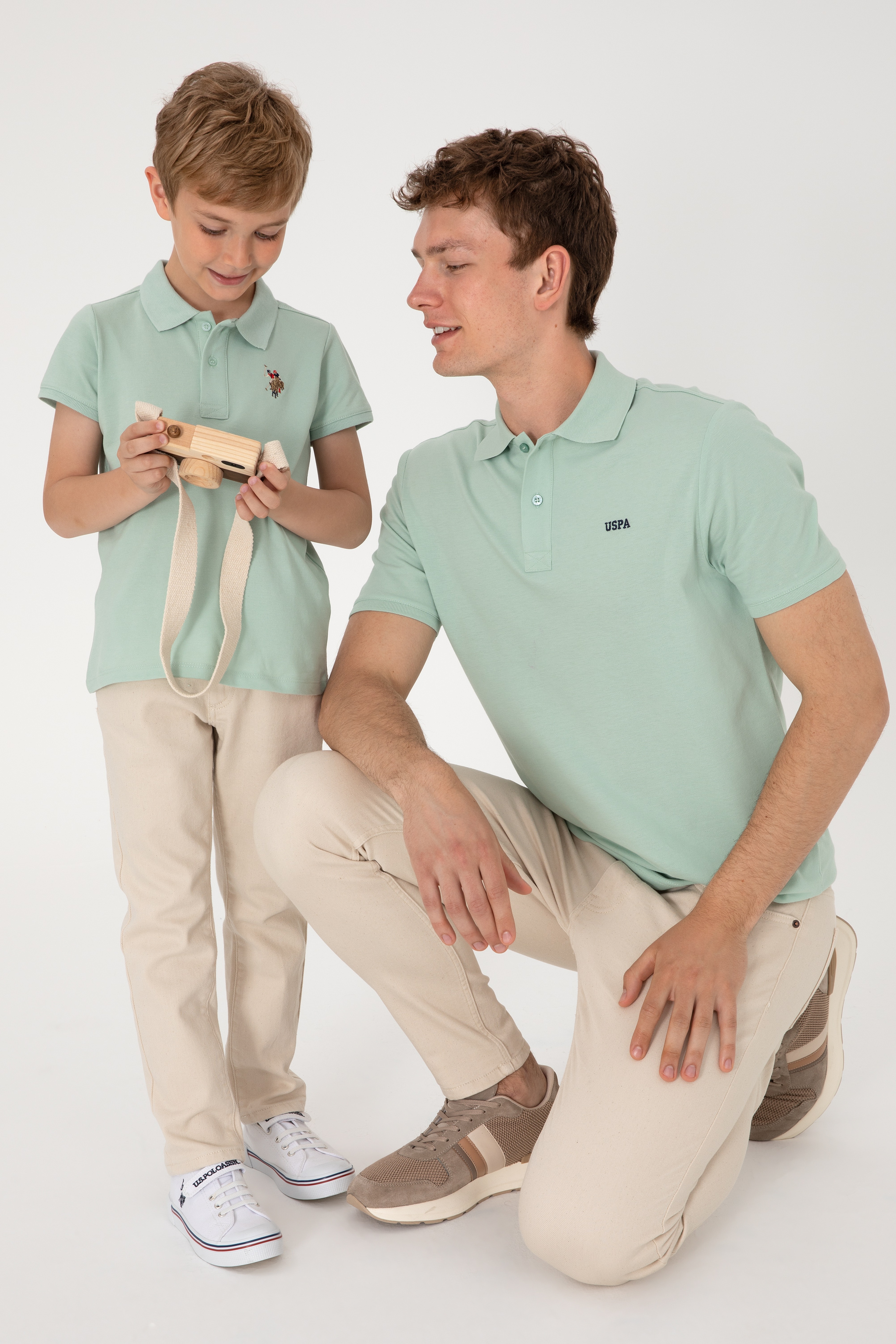 Erkek Çocuk Su Yeşili Basic Polo Yaka Tişört - Image 2