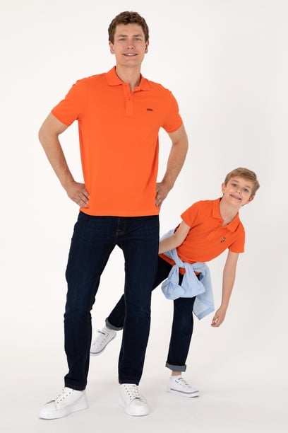 Erkek Çocuk Nar Çiçeği Basic Polo Yaka Tişört