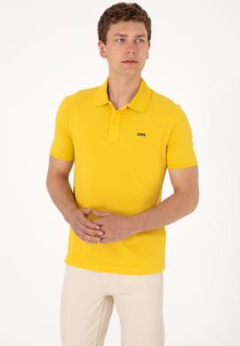 Erkek Regular Fit Polo Yaka Sarı Basic Tişört - 50306007277