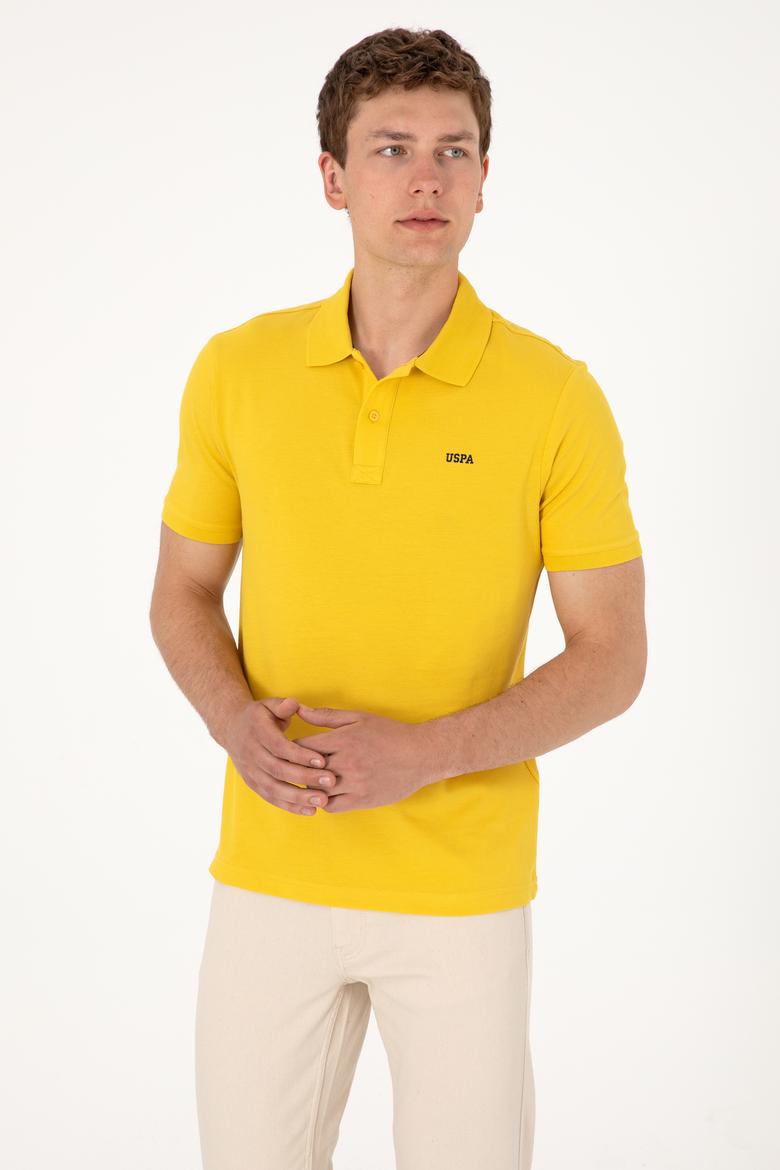 Erkek Regular Fit Polo Yaka Sarı Basic Tişört - 50306007277