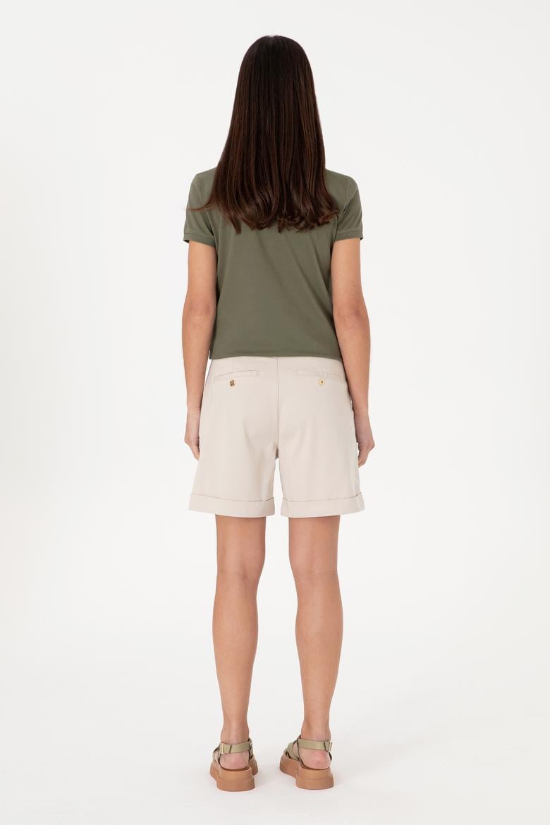 Kadın Bej Dokuma Şort - 50309125015