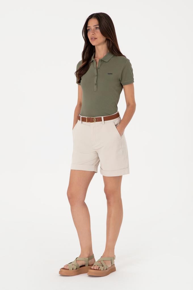 Kadın Bej Dokuma Şort