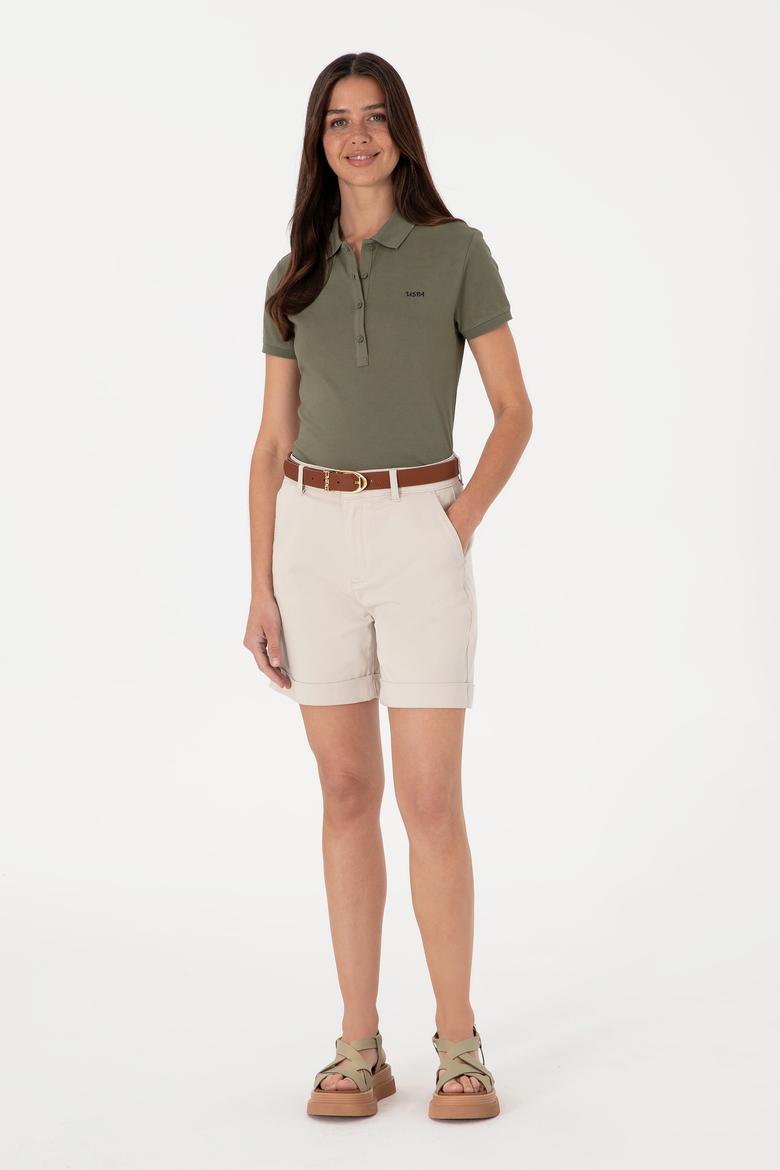 Kadın Bej Dokuma Şort - 50309125015