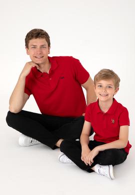 Erkek Regular Fit Polo Yaka Kırmızı Basic Tişört - 50306007188