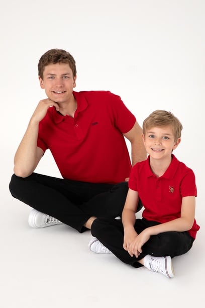 Erkek Regular Fit Polo Yaka Kırmızı Basic Tişört