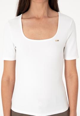 Kadın Beyaz Kare Yaka Tişört - 50305762009