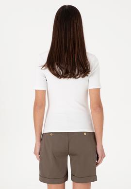 Kadın Beyaz Kare Yaka Tişört - 50305762009