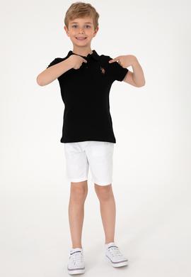 Erkek Çocuk Siyah Basic Polo Yaka Tişört - 50306484019