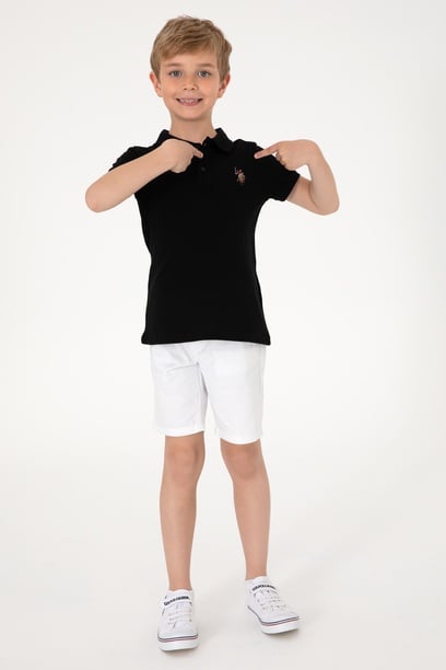 Erkek Çocuk Siyah Basic Polo Yaka Tişört