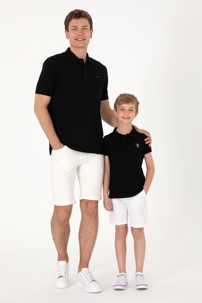 Erkek Çocuk Siyah Basic Polo Yaka Tişört