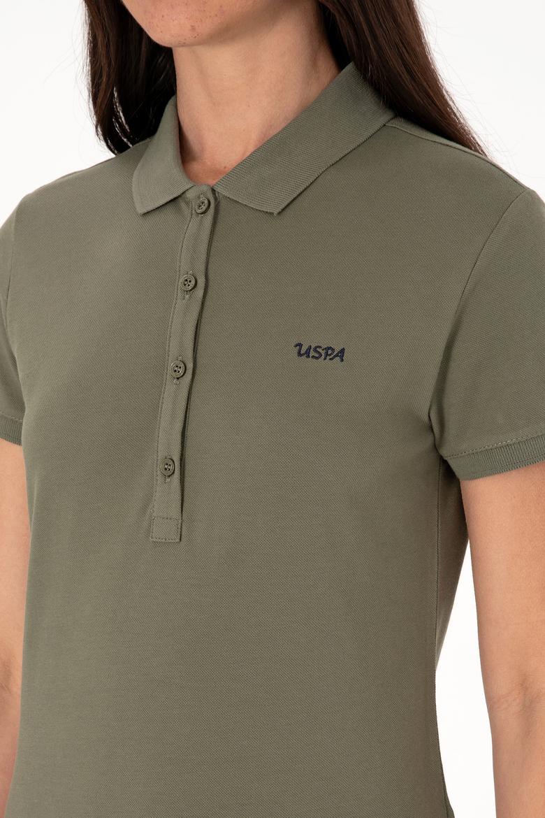 Kadın Koyu Haki Basic Polo Yaka Tişört - 50305764226