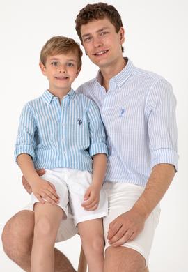 Erkek Çocuk Mavi Uzun Kollu Gömlek - 50306566016